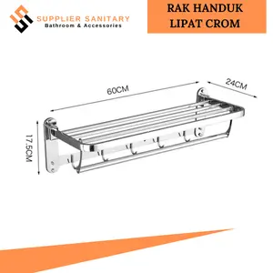 RAK HANDUK MINIMALIS LIPAT STENLIES SUS 304/GANTUNGAN HANDUK/JEMURAN HANDUK