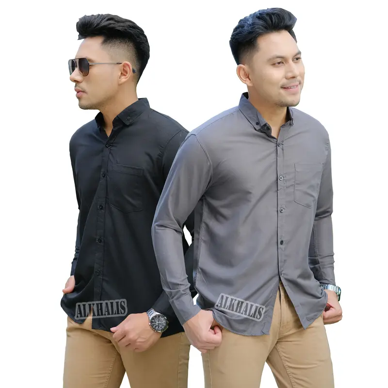PAKET 2PCS CUMA 50RIBU KEMEJA POLOS PRIA LENGAN PANJANG 2
