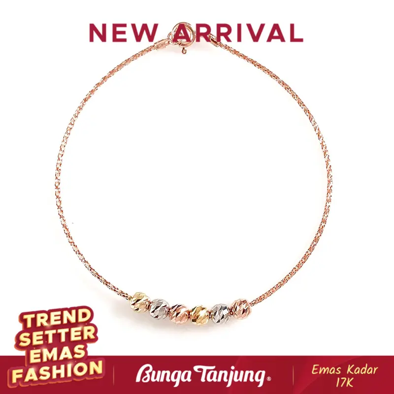 GELANG CHOKER BOLA VARIASI F EMAS 17K BUNGA TANJUNG GOLD