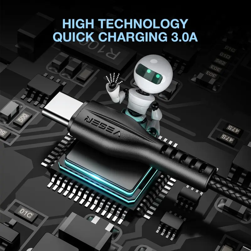 VEGER Kabel Data Cable VG-18 USB MICRO TYPE C LIGHTNING QC 3.0 Fast Charging 100cm Charger 2
