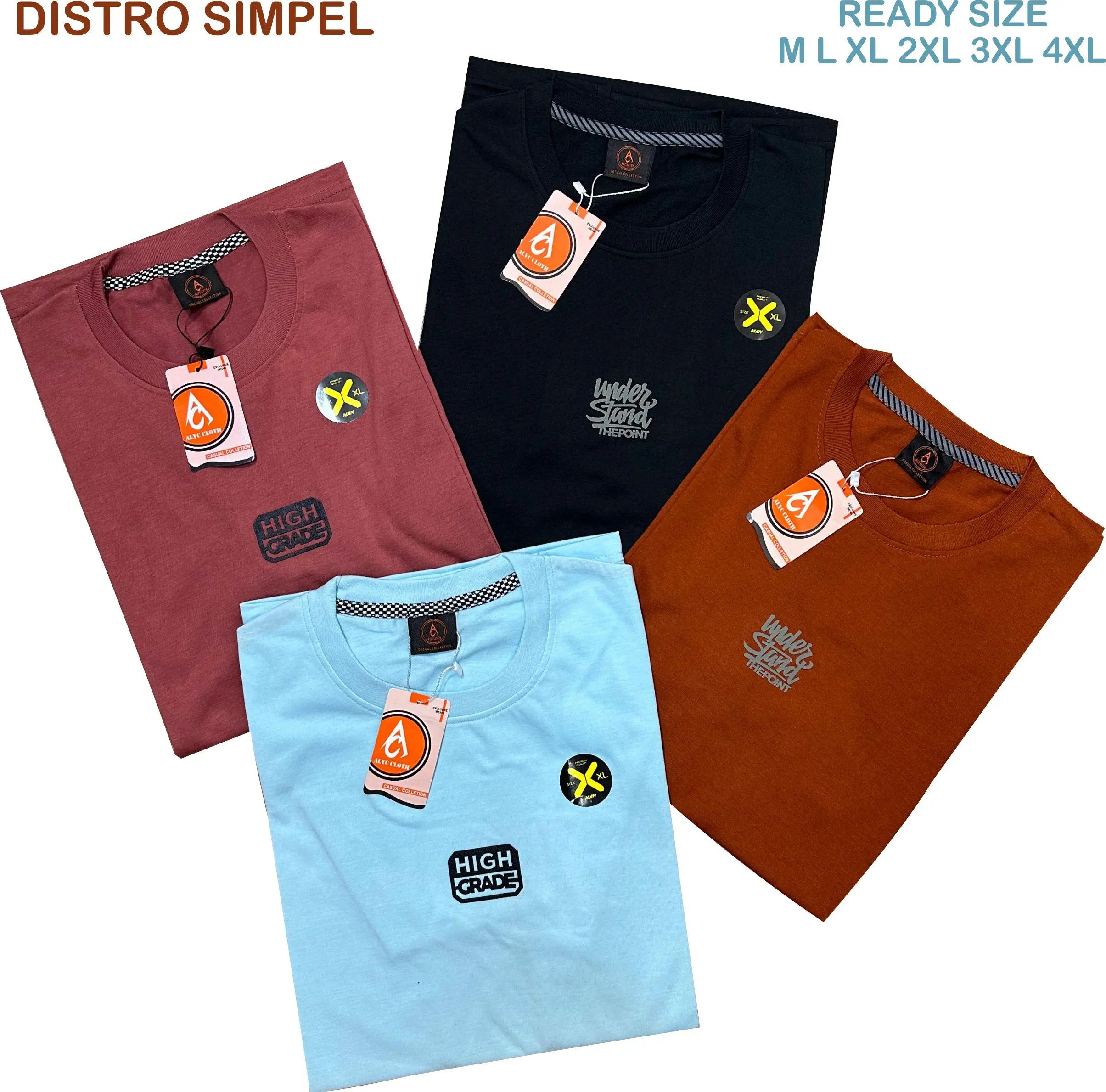 Paket 4 Kaos Cowok Distro Dewasa MOTIF SIMPEL Dan GAMBAR SIZE M- L-XL-XXL-XXXL- XXXXL ACAK SEMI Katun 24s Sablon Pendek Oblong Atasan Baju Santai kaos Distro Keren Surfing Hitam