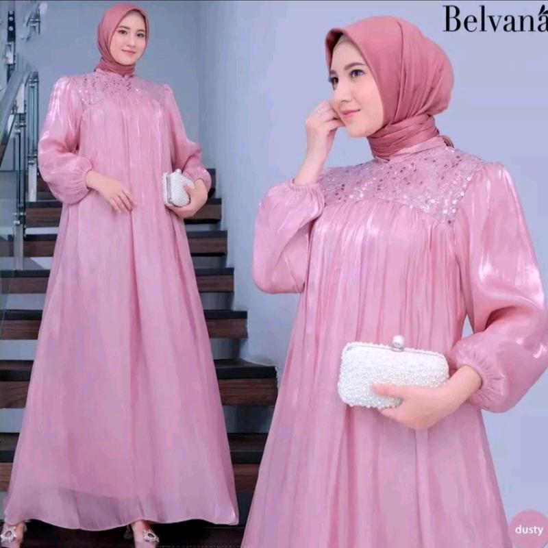 BELVANA DRESS SHIMMER CRADENZA SILK PREMIUM SET HIJAB Gamis Panjang Muslim Couple Wanita 3