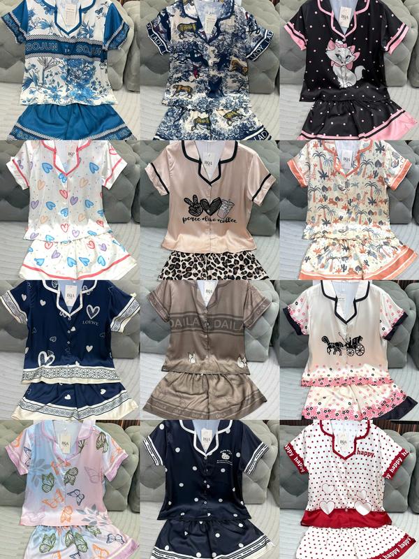 LATIN Đ32 ( S -M -L) - Pijama latin lụa mịn thiết kế họa tiết DỄ THƯƠNG SANG TRỌNG, BỘ ĐÙI (42-62 KG)