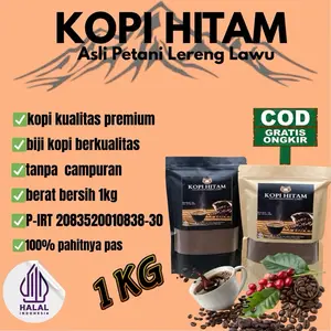 Kopi hitam Robusta  asli petani lereng lawu 1KG | Kopi Hitam Fresh Bubuk Cocok untuk kopi susu