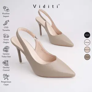 Viditi Yuna Leather High Heels 9 cm Sepatu Import Wanita | Kerja | Kuliah | Wisuda | Pesta | Kantor Shoes
