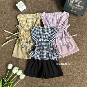 LAURA ONESET ANAK best seller| LIKEMOM.ID | Baju Set Anak Perempuan Motif Kotak