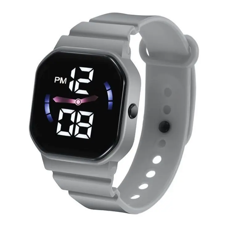 Jam Tangan Anak Laki-Laki Sport Waterproof Digital LED Abu Abu Premium Model Terbaru Keren Remaja Cewe Cowok Perempuan Anti Air - Fashion Cewek