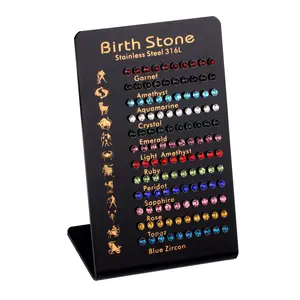 Anting Tusuk Titanium Anti Karat Birthstone