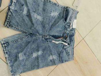 Product Review of Celana Pendek Jeans Sobek Pria Dewasa Elegan Terbaru  Distro Denim Nyaman Fit Tebal Cowok Tali Panjang Ripped Slim Hitam from U**a 0