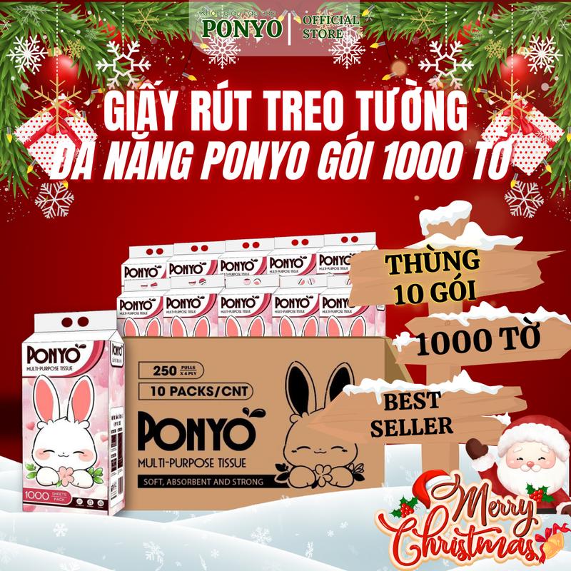 Thùng Giấy Rút Đa Năng Treo Tường PONYO 1000 Tờ 10 Gói Siêu Tiện Lợi - Thien An Nam Paper