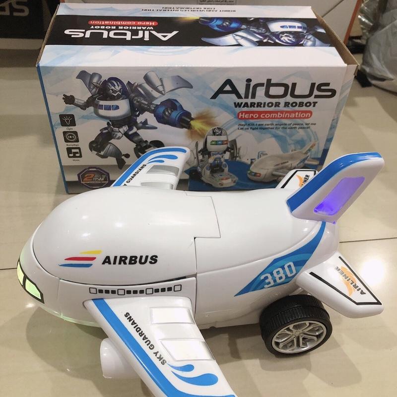 Mainan Pesawat airbus bisa jadi robot lampu dan suara 4