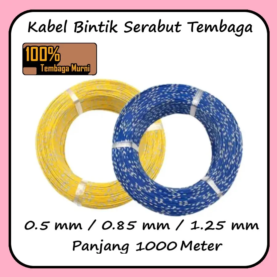 S-NET Kabel Bintik 0.5mm / 0.8mm / 1.25mm x 1000 Meter - Kabel Otomotif Body Mobil Motor Serabut Tembaga