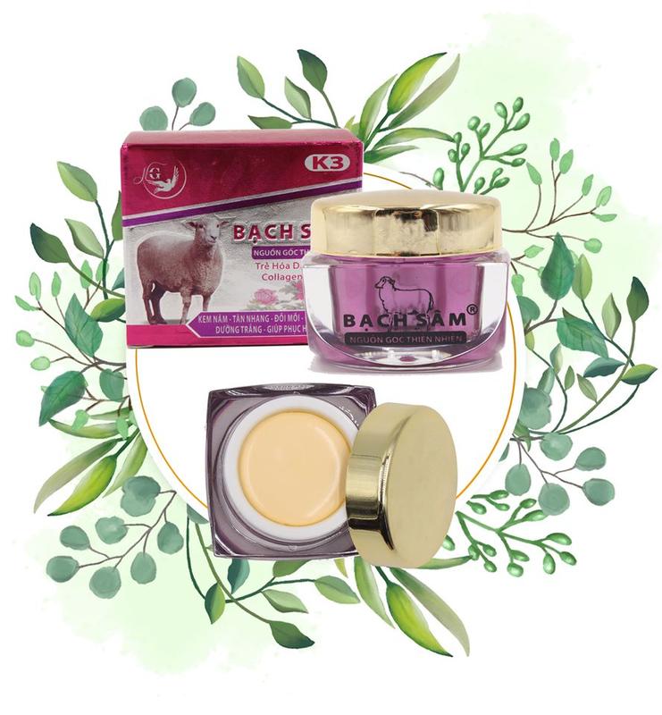 Bạch Sâm K3 - Kem Ngừa Nám, Mờ Tàn Nhang, Đồi Mồi, Giảm Nhăn, Dưỡng Trắng ,Phục Hồi Da, Không Ăn Nắng Bạch Sâm (18g) Chính Hãng