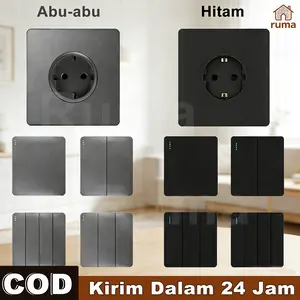 Saklar Stop Kontak Mewah Hitam Abu-abu Desain Kotak untuk Lampu dan Peralatan Listrik