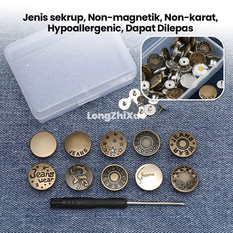 【Obral】Nail jeans kancing pinggang bisa disesuaikan, tidak perlu melubangi untuk mengganti pinggang, tidak perlu menempelkan kancing di pinggang 1