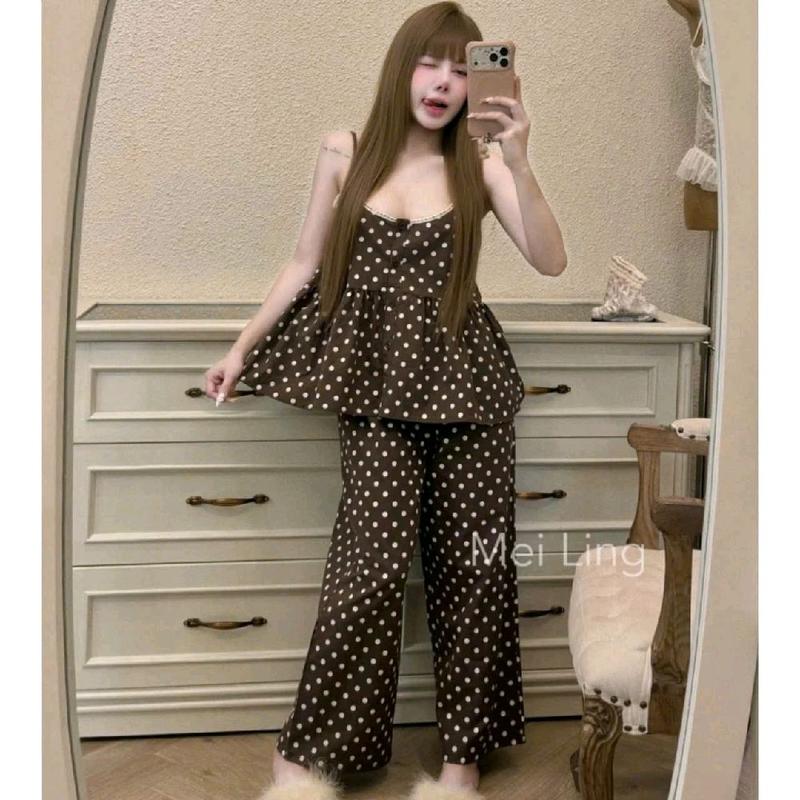 Sét bộ pyjama, dài 2 dây, chất đũi mây mềm mát