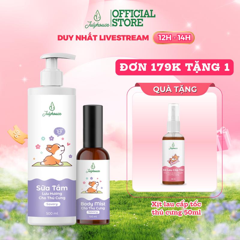 Sữa Tắm Cho Chó Mèo Khử Mùi Hôi JULYHOUSE 150ML/500ML Tinh Dầu Thiên Nhiên An Toàn, Dưỡng Lông Mềm Mượt