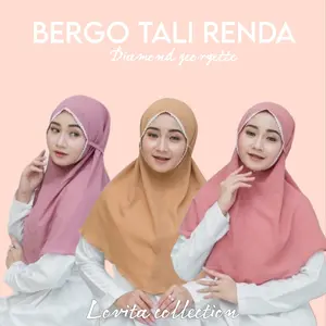 Khimar Maryam Bergo Tali Renda Instan dengan Bahan Diamond Georgette - Panjang