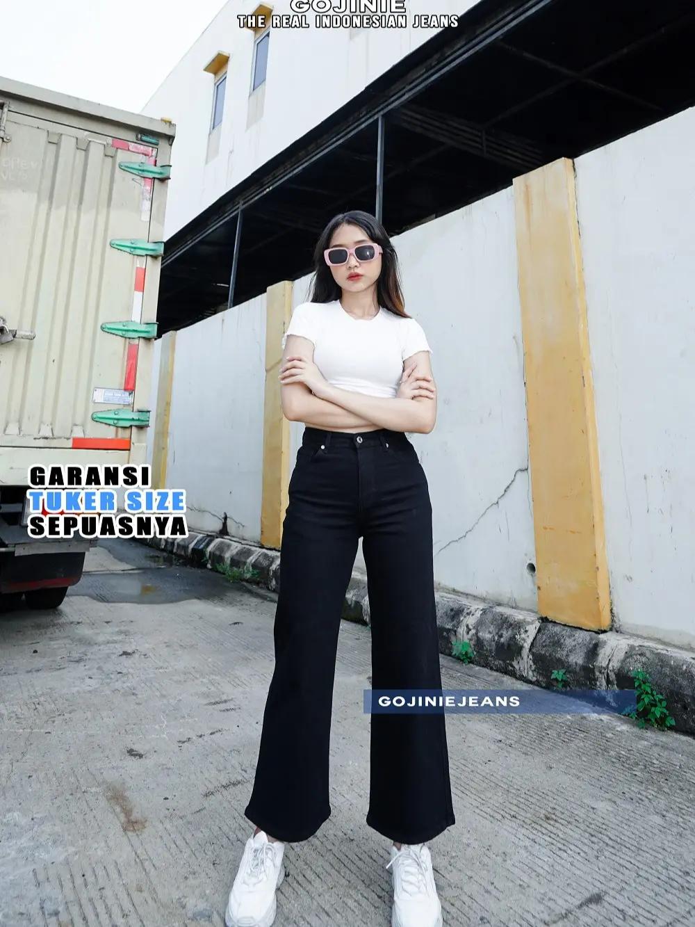 GOJINIEJEANS - Celana Highwaist Kulot Jeans 7/9 Hitam - 8116 - CULLOTES COMFORT Melar Nyaman Soft Wanita Fit Panjang
