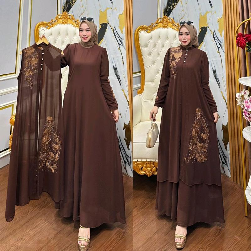 GAMIS KARINA SET ROMPI BAHAN CERUTY LD 110 PB 138 BB 45-75KG BEST SELLER    ld 120 muat bb 55-85kg 9