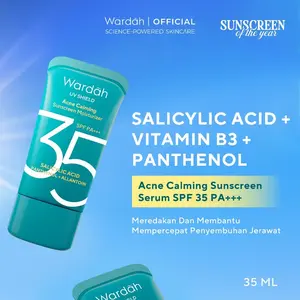 New ! Wardah UV Shield Acne Calming Sunscreen Moisturizer SPF 35 PA+++ Netto 35 ml