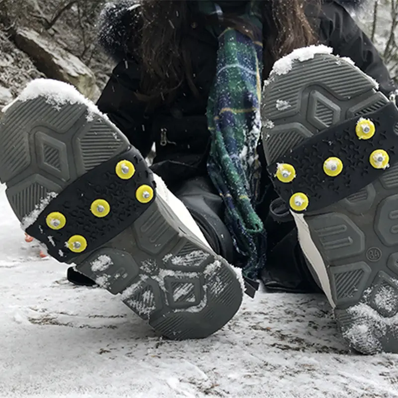 Outdoor children's five-tooth yellow buckle TPE crampons, winter sports supplies, snow crampons, anti-slip shoe covers
