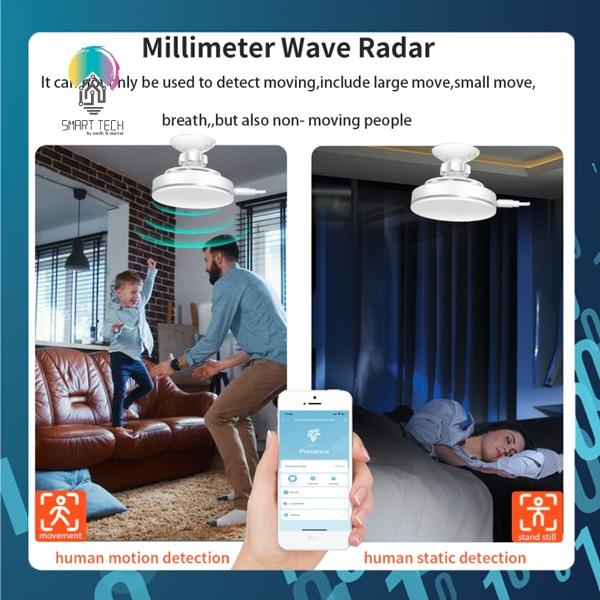 (Local Stock) Tuya Smart MM Wave Human Presence Detector Tuya / Smartlife WiFi 2.4Ghz /Zigbee 5.8G 3