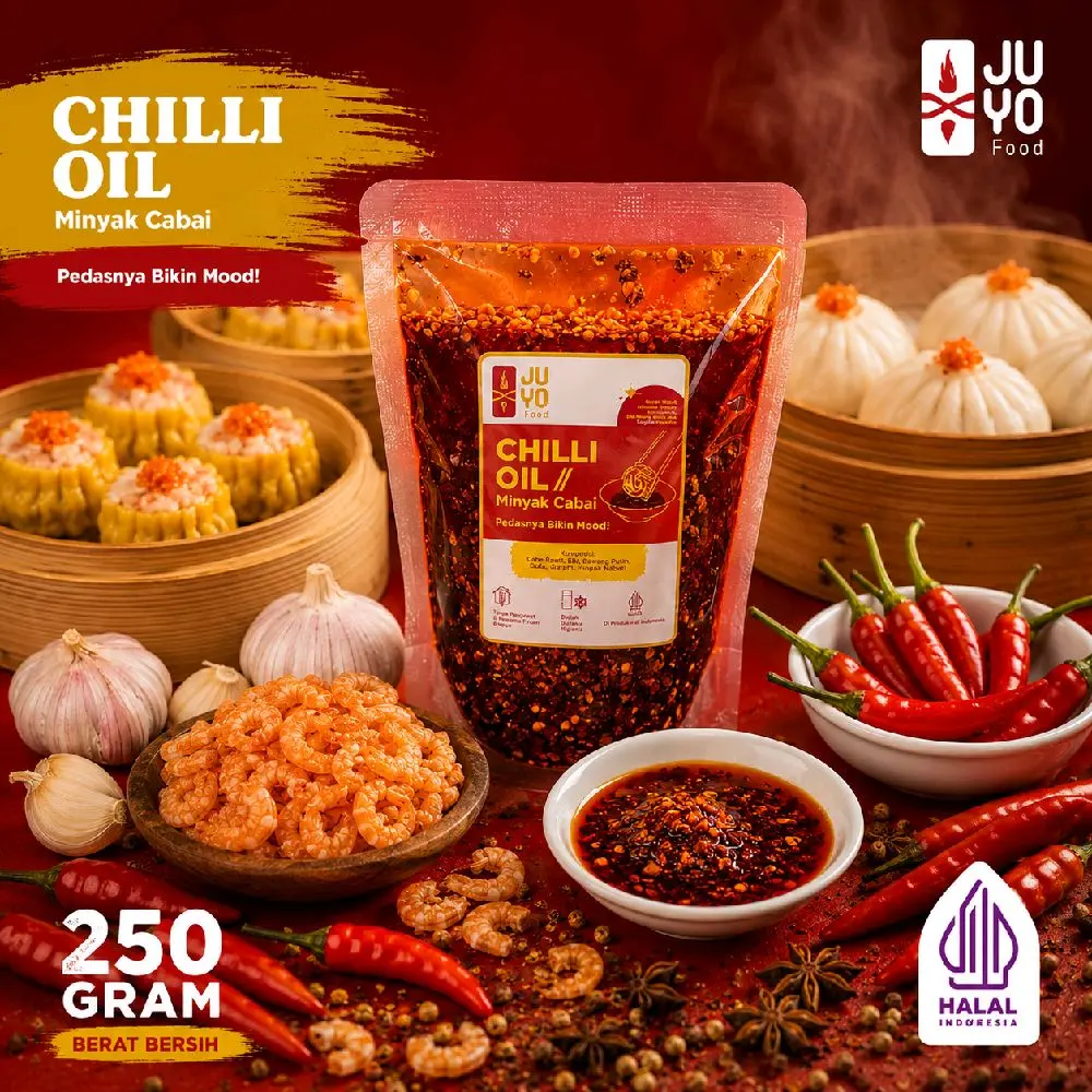 HALAL MUI CHILI OIL 250 GRAM PREMIUM MINYAK CABAI DIMSUM BASO BAKMIE RAMEN ENAK DAN PRAKTIS Instan Pedas