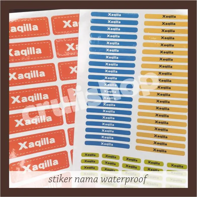Stiker Nama Waterproof MIx Polos