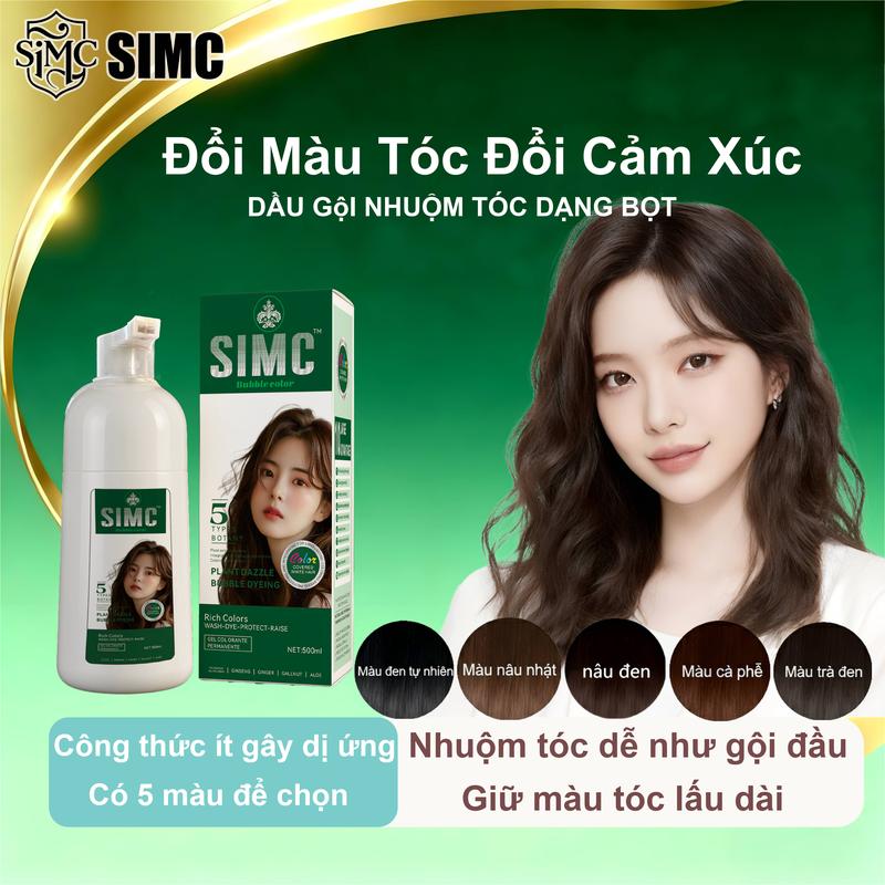 【500ML siêu dung tích, hoàn toàn mới Thuốc nhuộm tóc Bong Bóng DẦU GỘI PHỦ BẠC THẢO DƯỢC Một Lần Rửa Che Phủ Tóc Màu Xám, Sử Dụng Tại Nhà.Nam hay nữ