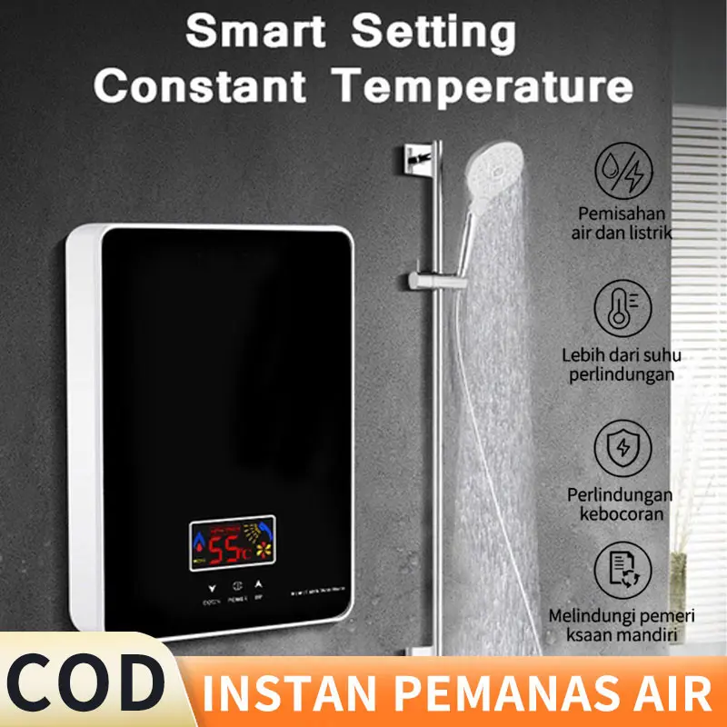 Pemanas Air Hemat Listrik Water Heater Pemanas Air Listrik Instan Yang Dipasang LED Display Putih Dasar