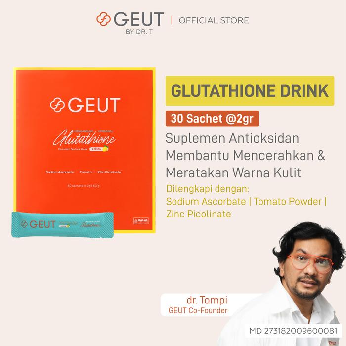 glutathione untuk wajah Geut Liposomal Glutathione Lemon 30 Sachet Suplemen Serbuk Antioksidan  Membantu Mencerahkan Meratakan Warna Kulit