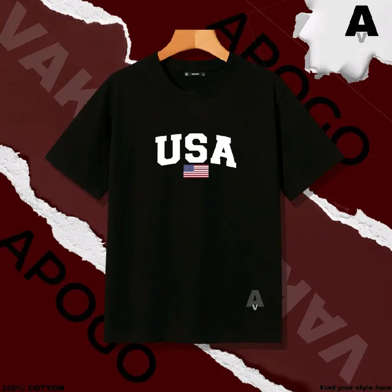 APOGO Kaos Distro Lengan Pendek Tag USA Bahan Cotton 20s Bisa COD Paket Jualan Baju 0
