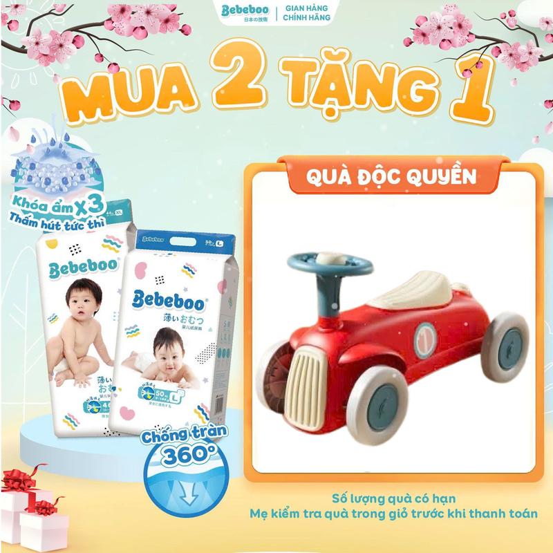 MUA 2 TẶNG XE CHÒI COMBO 2 BỊCH Tã Bỉm Dán Quần BEBEBOO Nhật Bản chính hãng bỉm mỏng mềm thấm hút tốt đủ size cho bé