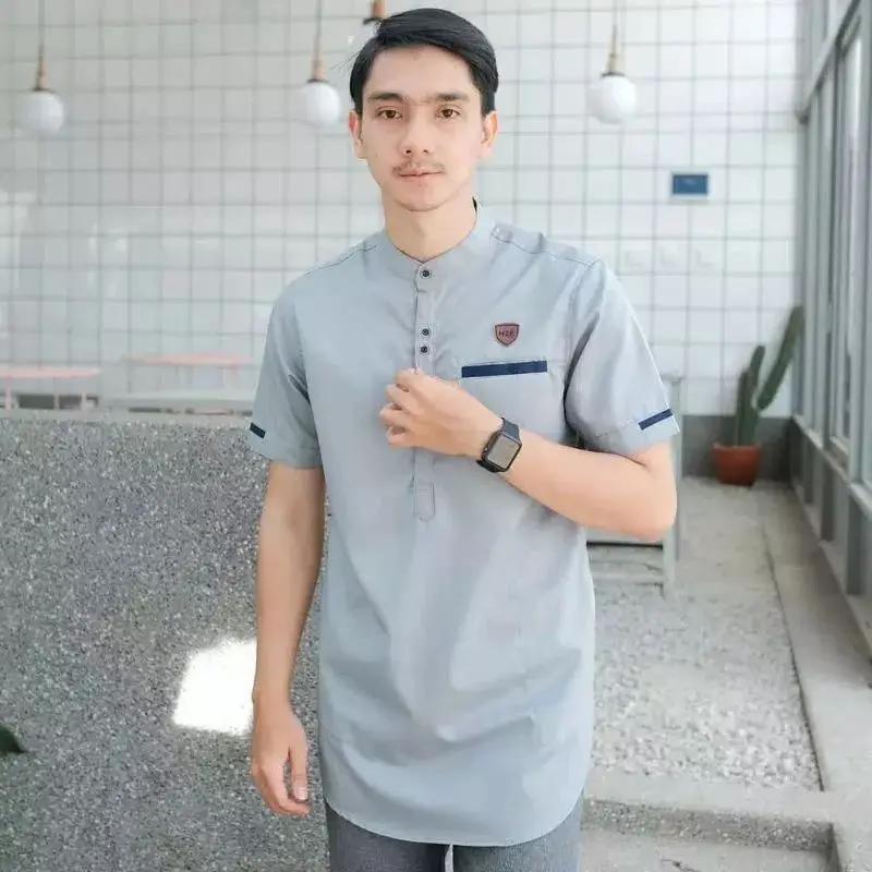 Baju Koko Kurta Dewasa - Baju Koko Pria Lengan Pendek Material Catton Adem Serap Keringat 1