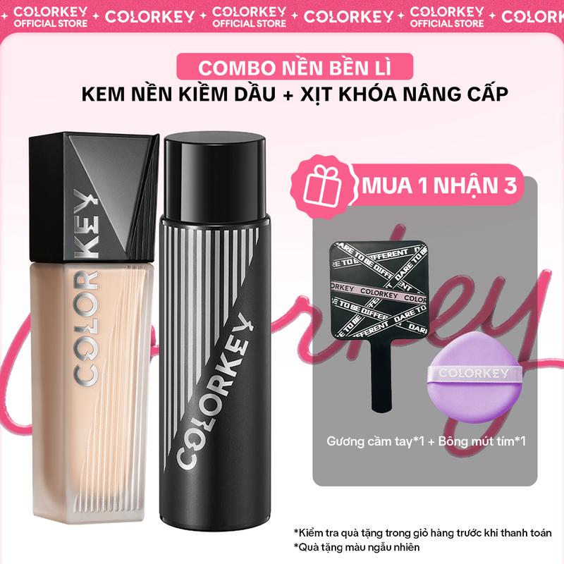 [DEAL HOT] COMBO 2 MÓN Kem nền + Xịt khoá COLORKEY - Kem nền Long Lasting Flawless Liquid Foundation và Xịt khóa make up Airy Soft Matte - KCF1F5