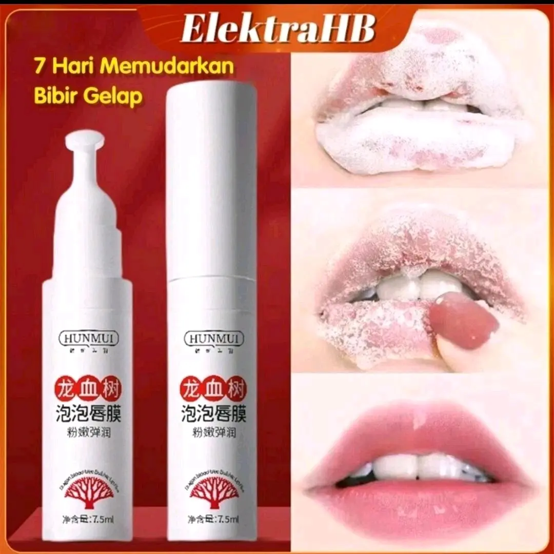 HUNMUI Pencerah Bibir Hitam Lip Balm Scrub Cream Bibir Kering Lip Mask Exfoliating Pelembab Bibir Kering Perawatan Mencerahkan