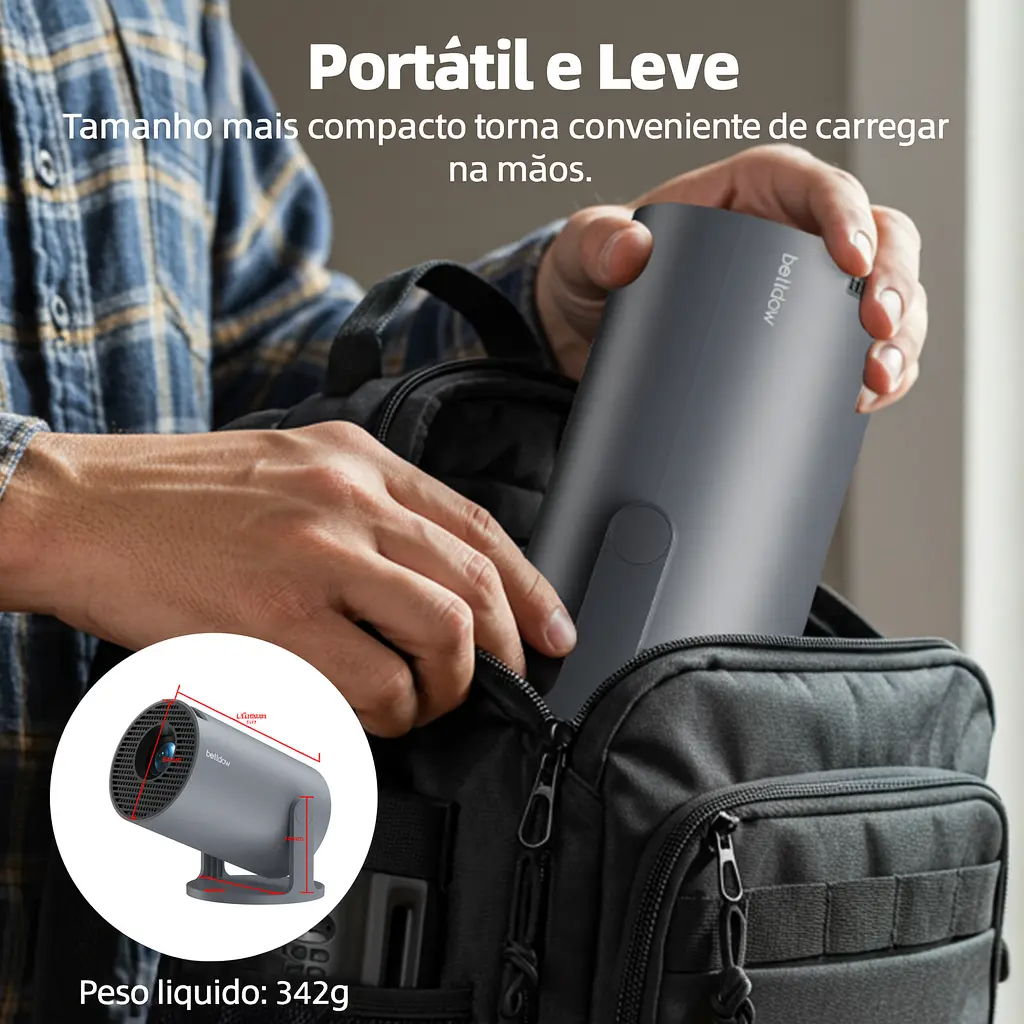 BETTDOW Projetor Portátil Inteligente  Original com 4K UHD | Android 11, Wi-Fi, Bluetooth e Alto-falantes Integrados - imagem 9