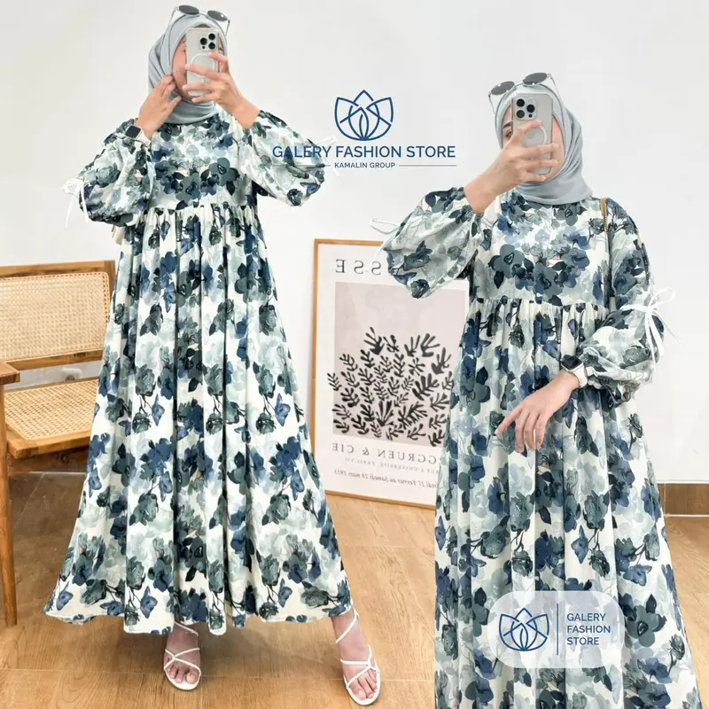 Midi Dress Pita Rayon Premium  Gamis Jumbo Busui Zipper  Kode Illaya By Kamalin 2