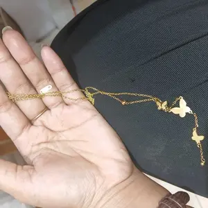 Kalung liontin kupu-kupu rumbai anti karat dan tahan aus yang biasa digunakan oleh wanita anggun Gold Rantai Stainless