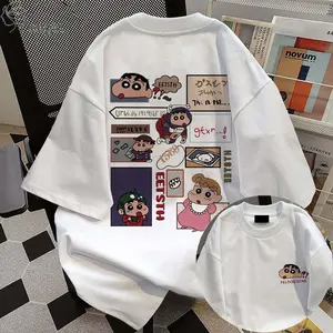 Korea style Astronot Crayon Shin-chan print kaos kasual longgar| Kaos Oversize Wanita | Fashion korean style baju kaos oversize| Baju atasan wanita terbaru 100%cotton | Kaos Putih Wanita | 7.7