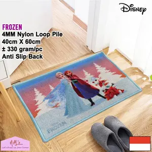 Disney Frozen Official Merchandise Keset Kaki Anak 40X60 Cm Anti Slip Motif Kartun Karakter Bulu Alas Lantai Depan Pintu Masuk Dapur Doormat Nms