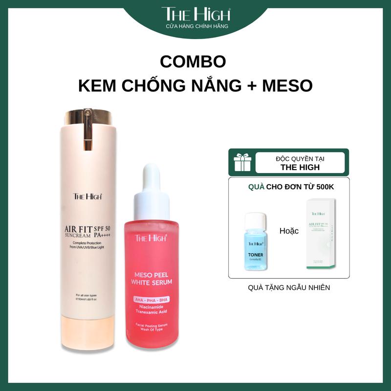 Combo Chống Nắng Nâng Tone + Meso Peel Không Kim The High Hỗ Trợ Dưỡng Da