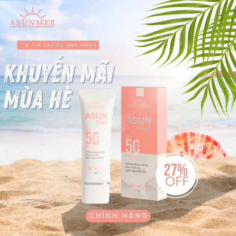 Kem Chống Nắng ASUN SPF 50+Bảo Vệ Làn Da Skincare Sen Chăm Sóc Da Women 50g Sunscreen