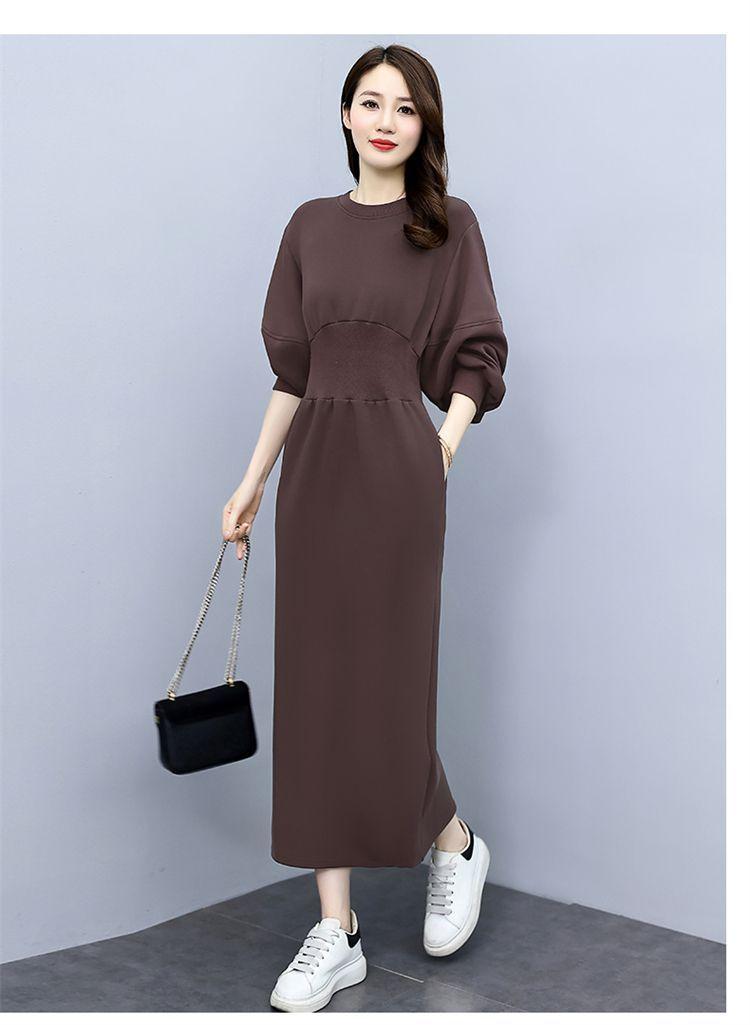 Product Introduction of Váy Len, Cao Cấp, Ôm Sát Eo, Thanh Lịch, Thích Hợp Cho Mùa Đông, Váy Bó Sát Phong Cách Thường Ngày Màu Trơn Cổ Tròn, Tay Dài, Váy Sang Trọng 20