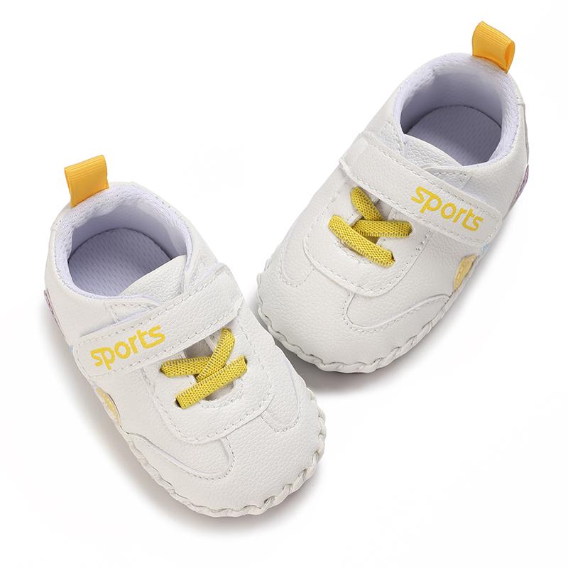 Product Introduction of Baby Shoes Newborn PU Leather Pure White Infant Casual Shoes Classic Boy Girl Patchwork First Walkers Soft Sole Walking 24