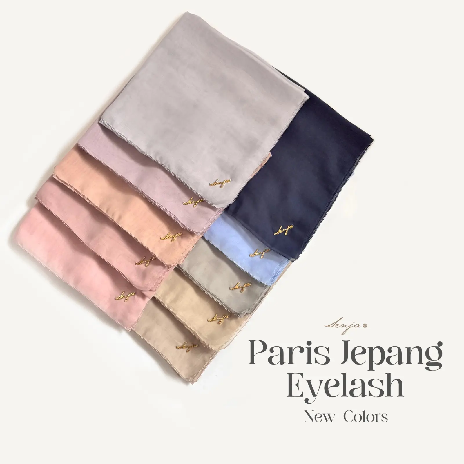 senja.id paris jepang eyelash Kerudung Nyaman / Muslim / Gold / Jilbab Basic / Segi / Square / Lembut / Instan / Voal / Merah / Empat