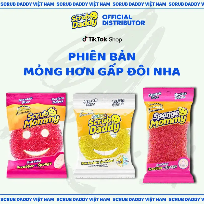Essentials Miếng Rửa Chén Bọt Biển Scrub Daddy - Scrub Mommy Essentials Mỏng Hơn Gấp Đôi 0