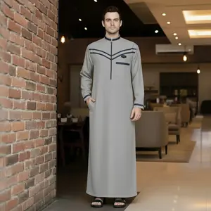 Rafvero Jubah Gamis Zafran Original Pria Dewasa Muslim Bahan Toyobo Premium Elegan Panjang Kombinasi Abu Size M L XL Bonus Peci Tasbih Dan Gantungan Kunci Putih Panjang