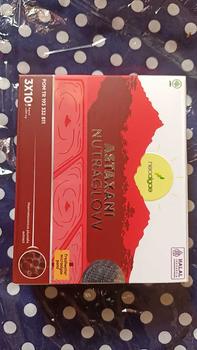 Product Review of Suplemen Kecantikan Astaxani Nutraglow - Natural Astaxanthin 10 mg - Nutrisi Alami Mencerahkan Memudarkan Flek Hitam Mencegah Penuaan Dini Pada Kulit [BPOM & HALAL] from D**y 0